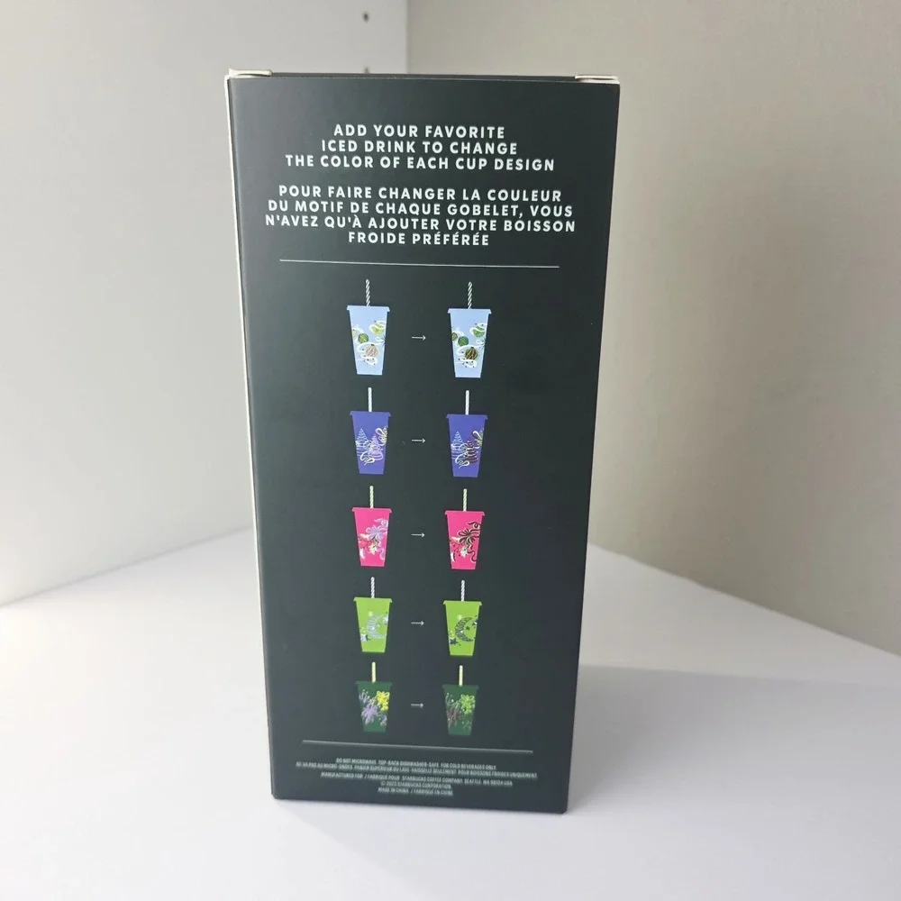 Starbucks Reusable Cold Cups Holiday Christmas Glitter 5 Pack 24oz